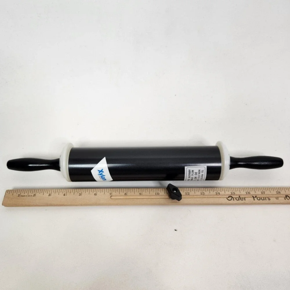 Xylan Nonstick Adjustable Rolling Pin Black Dough Thickness Gauge Baking Kitchen